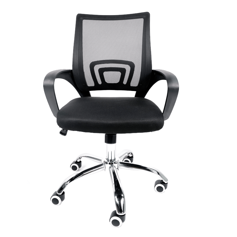 SILLA EJECUTIVA E102 MESH Y TELA COLOR NEGRO BASE CROMADA